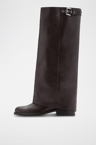 Bottines cuir boucle - Chocolat