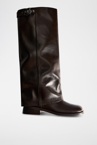 Bottines cuir boucle - Chocolat
