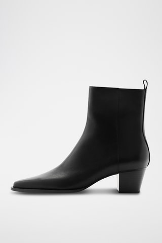 Bottines cuir talon bloc - Noir