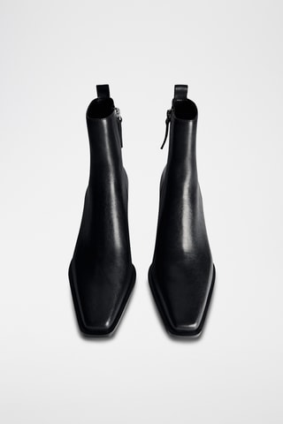 Bottines cuir talon bloc - Noir