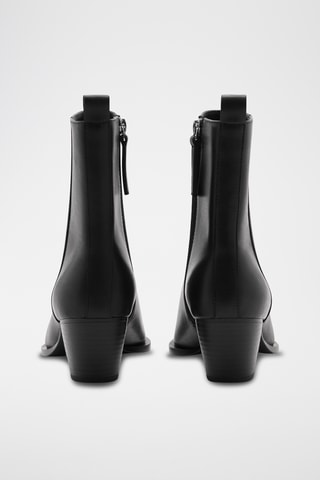 Bottines cuir talon bloc - Noir