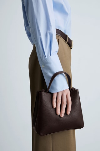 Mini sac cabas détail métallique - Chocolat