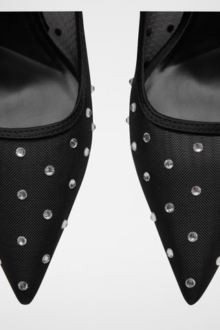 Chaussures talon maille filet brillantes - Noir