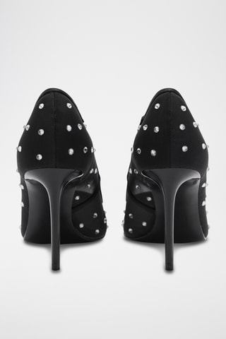Chaussures talon maille filet brillantes - Noir