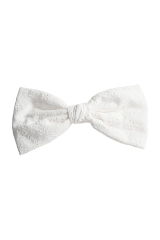 Barrette nœud broderie - Blanc