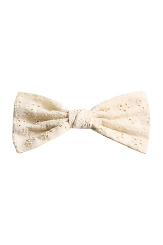 Barrette nœud broderie - Beige