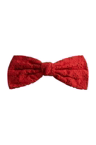 Barrette nœud broderie - Rouge