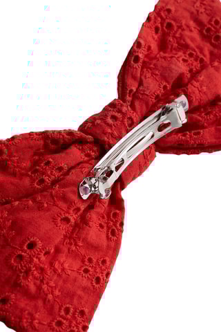 Barrette nœud broderie - Rouge