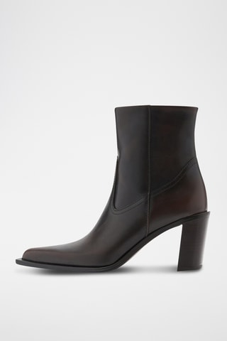 Bottines cuir talon bloc - Marron