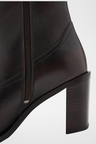 Bottines cuir talon bloc - Marron