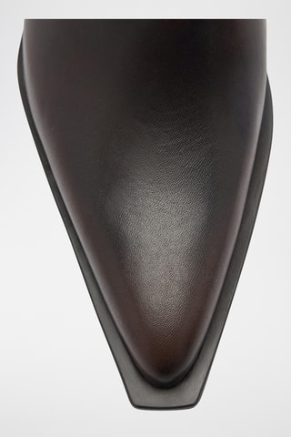 Bottines cuir talon bloc - Marron