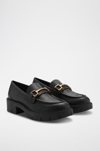 Mocassins cuir détail métallique - Noir