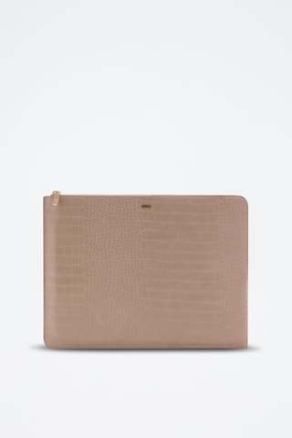 Housse ordinateur portable effet croco - Beige
