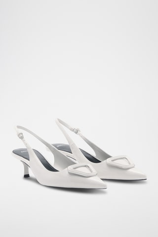 Chaussures talon ouvertes à l'arrière détail - Blanc