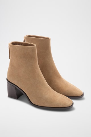 Bottines cuir à talon - Beige