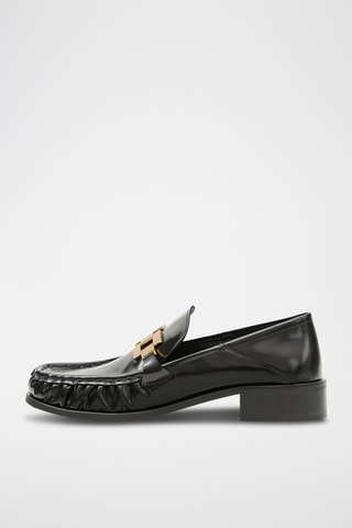 Chaussures cuir détail métallique - Noir
