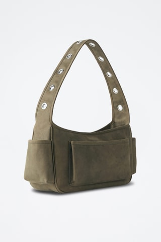 Sac clouté cuir poches - Kaki