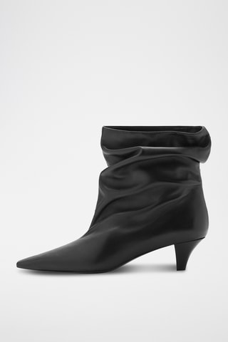 Bottines cuir talon kitten heel - Noir