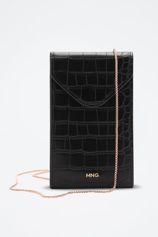 Coque téléphone portable imitation crocodile - Noir