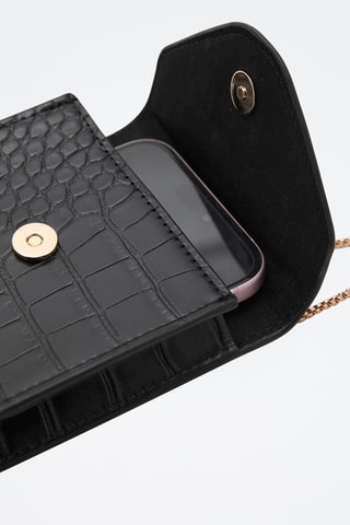 Coque téléphone portable imitation crocodile - Noir