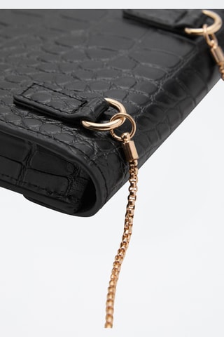 Coque téléphone portable imitation crocodile - Noir