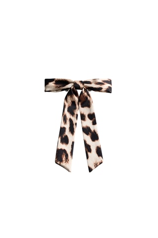 Barrette nœud léopard - Beige