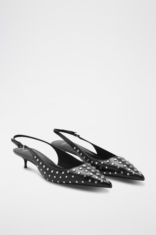 Chaussures cloutées ouvertes à l'arrière - Noir