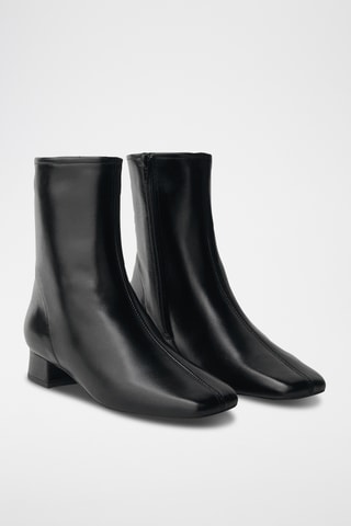 Bottines cuir à talon - Noir