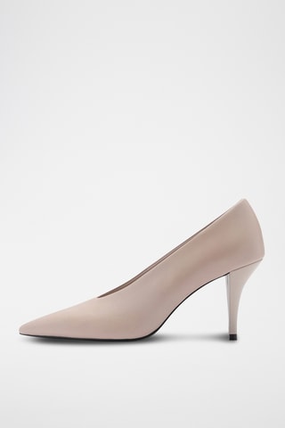 Chaussures cuir talon entonnoir - Beige