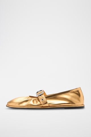 Ballerines bout rond boucle - Doré