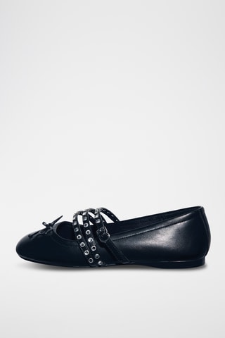 Ballerines cloutées lanières - Noir