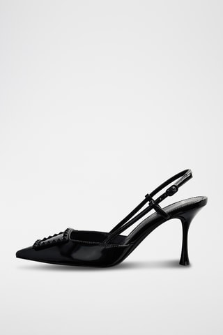 Chaussures vernies talon ouvertes à l'arrière - Noir