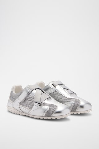 Tennis toile cuir - Argenté et gris