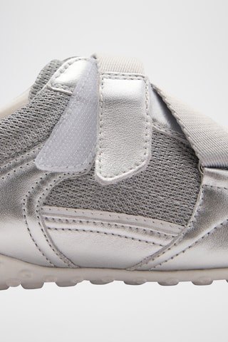 Tennis toile cuir - Argenté et gris