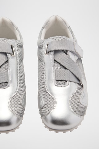 Tennis toile cuir - Argenté et gris