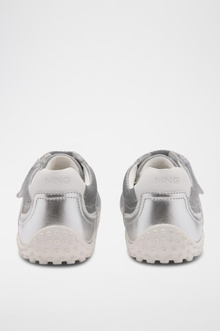 Tennis toile cuir - Argenté et gris