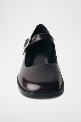 Ballerines cuir boucle - Bordeaux
