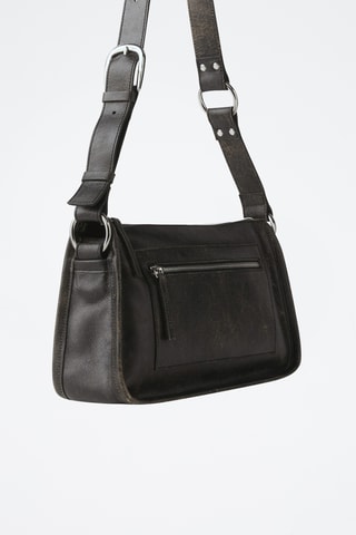 Sac cuir détails métalliques - Marron foncé
