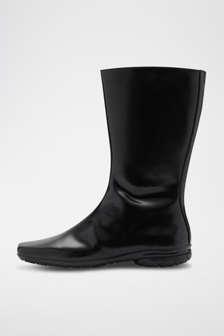Bottines cuir bout carré - Noir