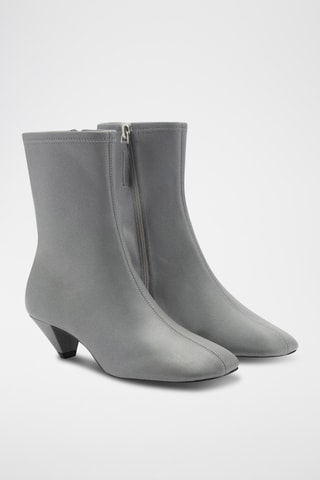 Bottines cuir bout carré - Gris