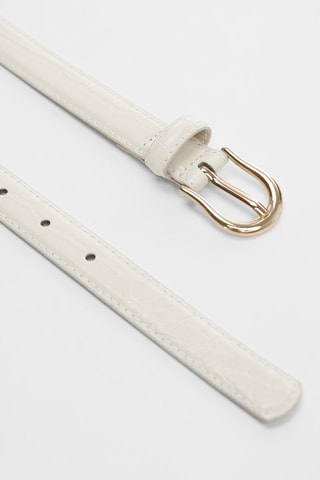 Ceinture fine à boucle - Écru