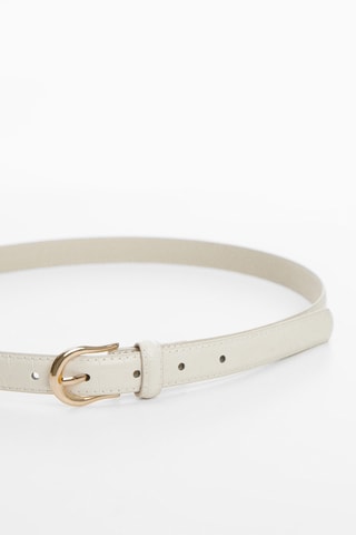 Ceinture fine à boucle - Écru