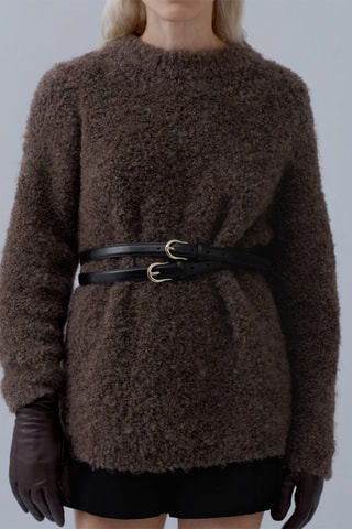 Ceinture fine à boucle - Noir