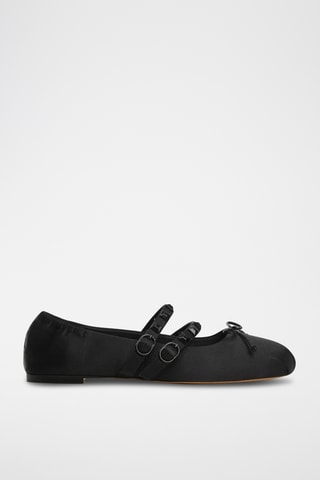 Ballerines satinées cloutées - Noir