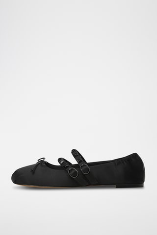 Ballerines satinées cloutées - Noir