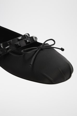 Ballerines satinées cloutées - Noir