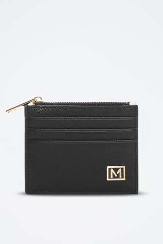 Porte-cartes effet saffiano - Noir