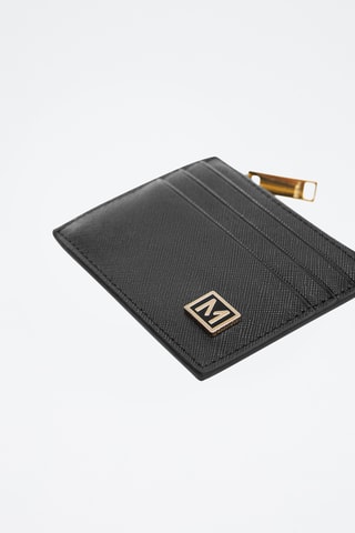 Porte-cartes effet saffiano - Noir