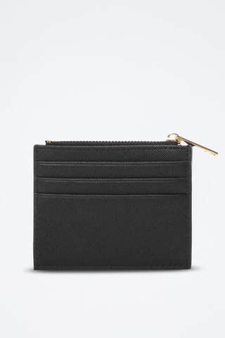 Porte-cartes effet saffiano - Noir