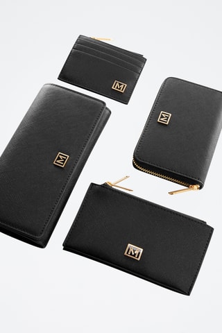 Porte-cartes effet saffiano - Noir